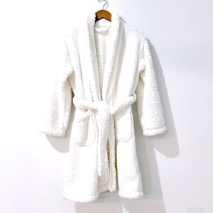 Pottery Barn Cream Sherpa Robe with Belt & Pockets S/M